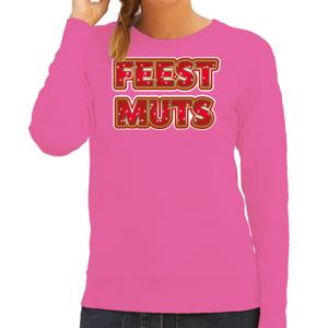 Foute kersttrui/sweater voor dames - feest muts - roze - kerstmis