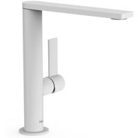 Wastafelkraan Tres Project | Opbouw | Draaibare uitloop | Mengkraan | Hoog model | 1-hendel | Rond | Wit mat