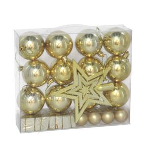 Kerstballen, ornamenten en piek set - 29-delig - goud - kunststof - voor kleine kerstboom