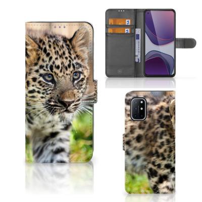 OnePlus 8T | Telefoonhoesje | Met pasjeshouder | Baby Luipaard
