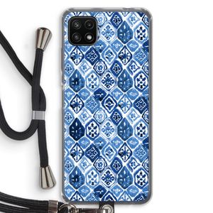 Blauw motief: Samsung Galaxy A22 5G Transparant Hoesje met koord
