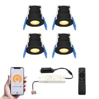 Set van 4 Milano Smart LED Mini Inbouwspots - Veranda spots - 12V 3W 200lm - Dimbaar - Wifi & Bluetooth - 2700K - IP65 waterdicht - Zwart