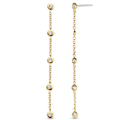TI SENTO-Milano 7869ZY Oorhangers zilver-zirconia goudkleurig-wit 50 mm