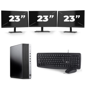 HP EliteDesk 800 G3 SFF - Intel Core i7-6e Generatie - 16GB RAM - 512GB SSD - Windows 11 + 3x 23 inch Monitor