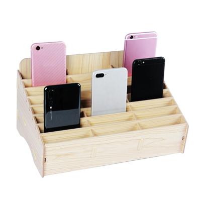 White Oak 24 grid 2 PC'S houten conferentie klas mobiele telefoon organisator Desktop opbergdoos