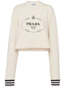 Prada sweat en polaire à logo brodé - Tons neutres