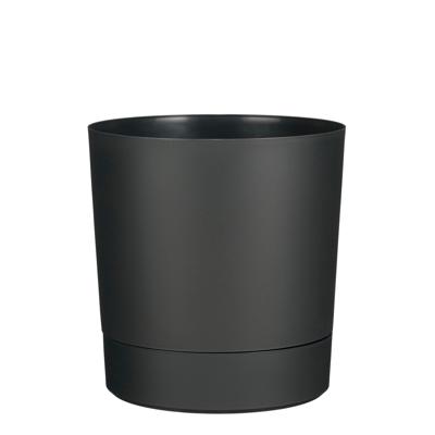 Mica Decorations Bloempot Coco - met onderschaal - antraciet - H19 x D18 cm - kunststof - buiten