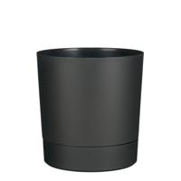 Mica Decorations Bloempot Coco - met onderschaal - antraciet - H19 x D18 cm - kunststof - buiten