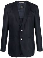 BOSS blazer en laine vierge à simple boutonnage - Bleu