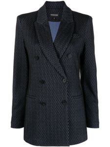 Emporio Armani blazer croisé à motif de chevrons - Bleu