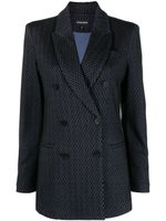 Emporio Armani blazer croisé à motif de chevrons - Bleu - thumbnail