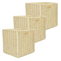 Opbergmand/kastmandje - 3x - Naturel - 30 x 30 x 30 cm - 29 liter - Vakkenkast manden - Gevlochten Opbergmand/kastmandje - 3x - Naturel - 30 x 30 x 30 cm - 29 liter - Vakkenkast manden - Gevlochten