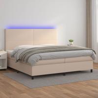 Boxspring met matras en LED kunstleer cappuccinokleur 200x200cm