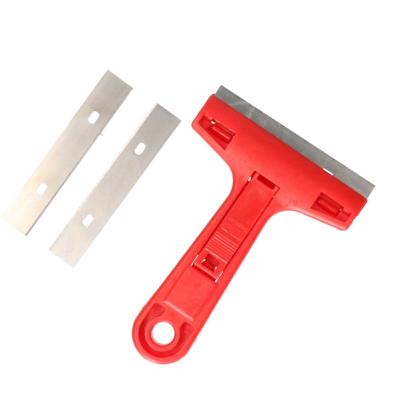 Glasschraper - verfkrabber - universeel - rood - kunststof -?2x reservemessen