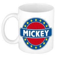 Mickey voornaam koffiemok - beker - wit/blauw - 300 ml - Cadeau - Heren - Collega - Vaderdag