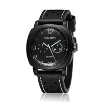 CAGARNY 6833 modieuze Quartz vijf naalden sport polshorloge met lederen band voor mannen