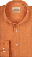 Thomas Maine Overhemd Oranje Linnen Cutaway Tailored Fit - thumbnail