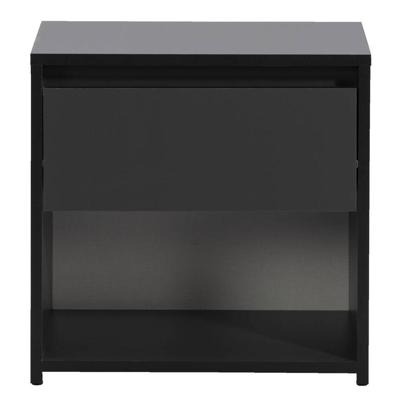 2e Halve Prijs Leen Bakker - Nachtkastje Lyon - 1 Lade - Spaanplaat - Zwart - 45x44x35 Cm