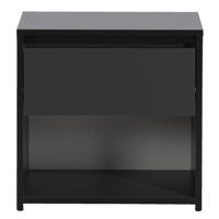 2e Halve Prijs Leen Bakker - Nachtkastje Lyon - 1 Lade - Spaanplaat - Zwart - 45x44x35 Cm