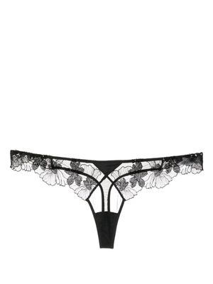 Fleur Du Mal string Sequin Violet à dentelle fleurie - Noir