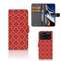 Xiaomi Poco X4 Pro 5G Telefoon Hoesje Batik Rood - thumbnail