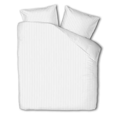Dekbedovertrek Katoen-Satijn - Satijnstreep - Wit - Tweepersoons (200x200 Cm) - Wit Katoen Katoen-satijn - Strepen & Hotel Luxe - Presence - Dekbed-Discounter.nl