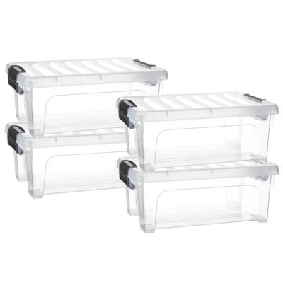 Multi Storage Opslagbox met deksel - 4x - transparant - 8 liter - 36 x 25 x 14 cm - kunststof