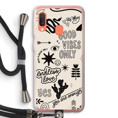 Good vibes: Samsung Galaxy A20e Transparant Hoesje met koord