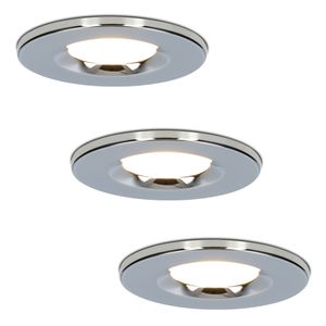 Set van 3 stuks Dimbare LED inbouwspot chroom Venezia 6 Watt 2700K IP65