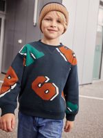 Sweatshirt voor jongens met ronde hals en maxi motiefjes dennen