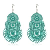 Ronde dames oorbellen hangers met 3 cirkels kleur groen