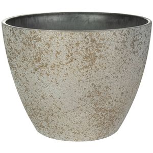 Ter Steege Bloempot/plantenpot - buiten - beige/goud - D43/H33 cm - kunststof/steenmix - Plantenpotten