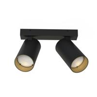 Lyora 2-lichts opbouwspotMono zwart met goud - 7766