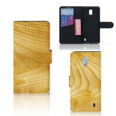 Nokia 1 Plus | Book Style Case | Licht Hout