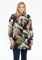 Yoek Blouse wide bottom ZAZOE | Zwart | Maat 54/56