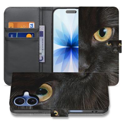 Portemonnee Hoesje iPhone 17 Zwarte Kat Met Pasjes Portemonnee Hoesje iPhone 17 Zwarte Kat Met Pasjes