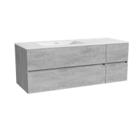 Storke Edge zwevend badmeubel 140 x 52 cm beton donkergrijs met Mata asymmetrisch linkse wastafel in solid surface mat wit - thumbnail