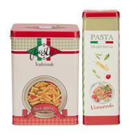 Pasta / spaghetti bewaarblik Nostagia set - rood - metaal - Italiaans - voorraadblik