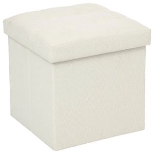 Poef/Hocker - opbergbox - beige - kunststof/mdf - 38 x 38 cm - opvouwbaar