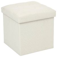 Poef/Hocker - opbergbox - beige - kunststof/mdf - 38 x 38 cm - opvouwbaar - thumbnail