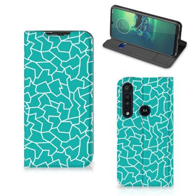 Motorola G8 Plus | Bookcase | Cracks Blue