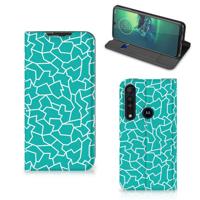 Motorola G8 Plus | Bookcase | Cracks Blue