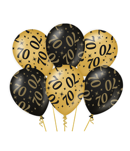 Classy Ballonnen 70 Jaar Zwart/Goud (6st)