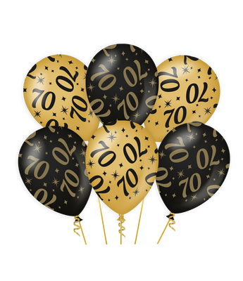 Classy Ballonnen 70 Jaar Zwart/Goud (6st)
