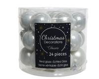 24 Glazen balletjes 25 mm winter wit - Decoris