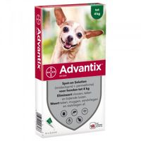 Advantix 40/200 voor honden tot 4 kg 2 x 6 pipetten Advantix 40/200 voor honden tot 4 kg 2 x 6 pipetten
