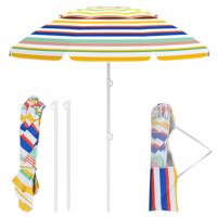 200 cm Strandparasol Draagbare Zandparasol voor Buiten met Drukknop voor Kantelen Draagtas Zandanker Robuuste Patiozonwering