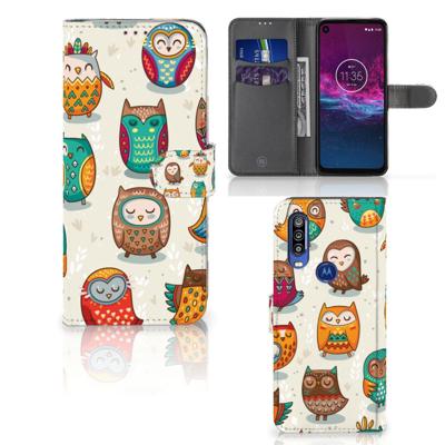 Motorola One Action | Telefoonhoesje | Met pasjeshouder | Vrolijke Uilen