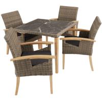 tectake® - Wicker tafel Tarent met 4 stoelen Rosarno - natuur - 404858 - thumbnail