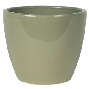 Steege Plantenpot/bloempot - keramiek - mosgroen - glanzend - 16 x 13 cm   -